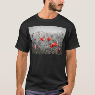 Orange Poppy Flower Field Minimalist Photography  T-Shirt