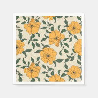 Orange Poppy Flower Pattern