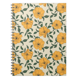 Orange Poppy Flower Pattern Notebook