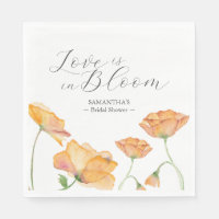 Orange Poppy Flowers Bridal Shower Napkins
