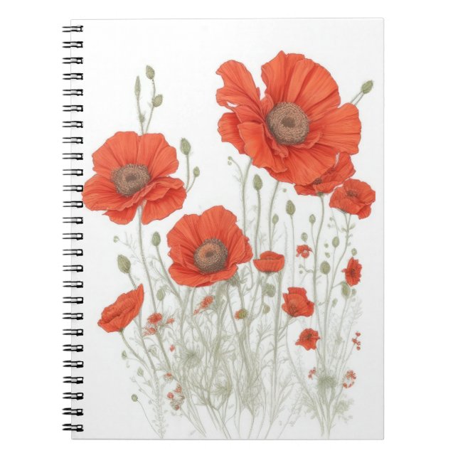 Orange Poppy Flowers Notebook (Front)