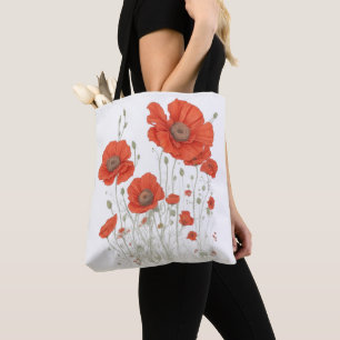 Orange Poppy Flowers Tote Bag
