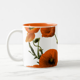 Orange Poppy Flowers Watercolor Floral Gifts Chic Two-Tone Coffee Mug