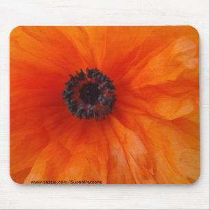 Orange Poppy Macro Mouse Pad