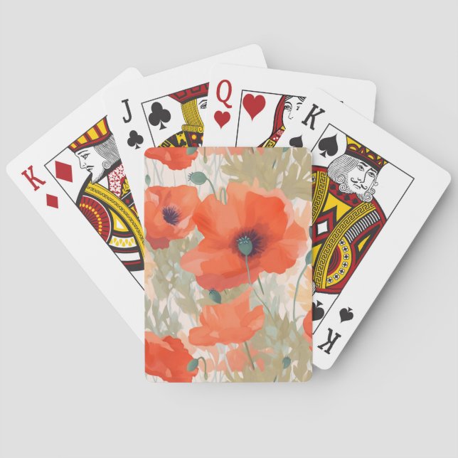 Orange Poppy Meadow Playing Cards (Back)