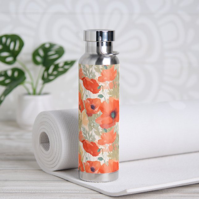 Orange Poppy Meadow Water Bottle (Yoga)