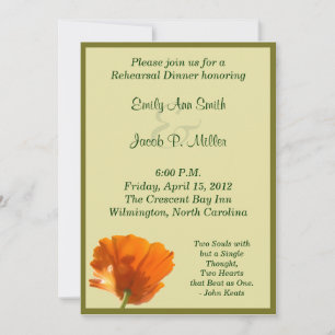 Orange Poppy Rehearsal Dinner Invitations