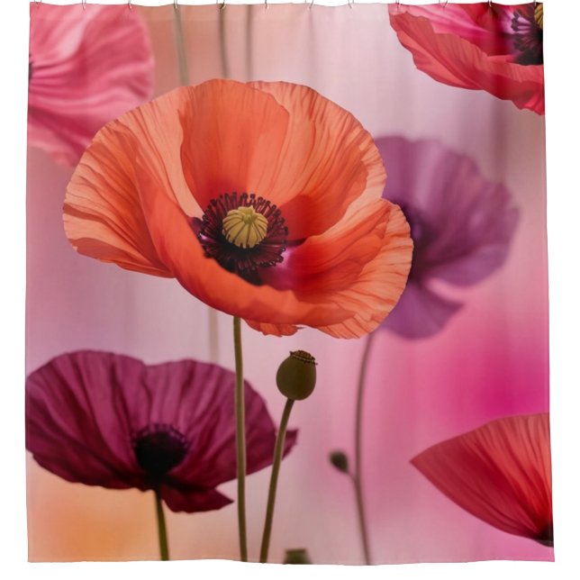 Orange Poppy Shower Curtain (Front)