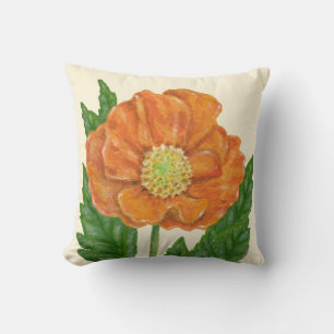 Orange Poppy square pillow
