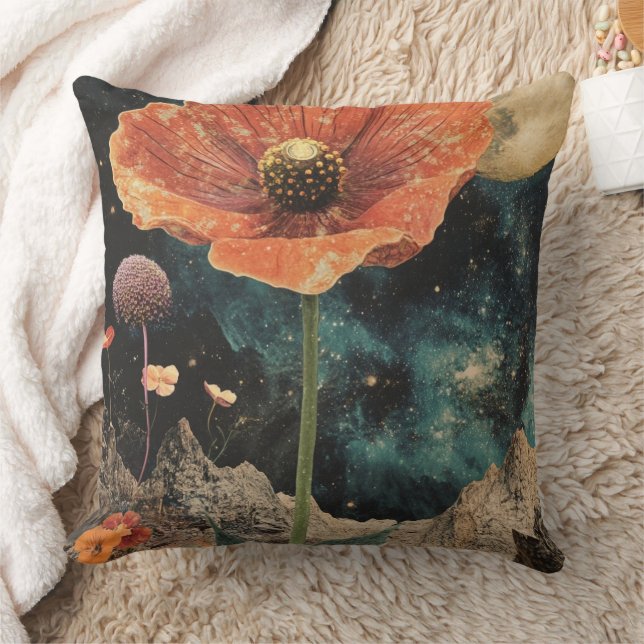 Orange Poppy Under Moonlight Cushion (Blanket)