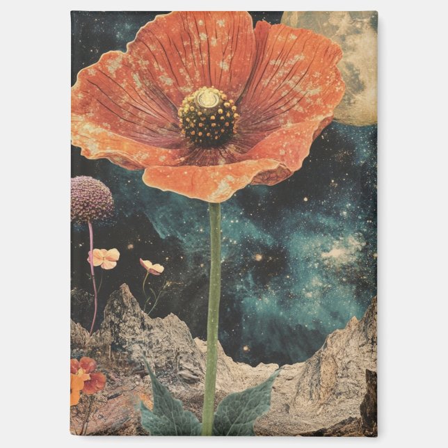 Orange Poppy Under Moonlight Magnet (Front)