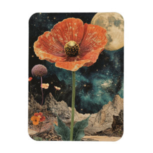Orange Poppy Under Moonlight Magnet