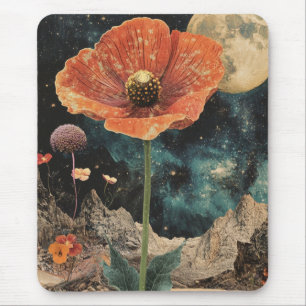 Orange Poppy Under Moonlight Mouse Pad