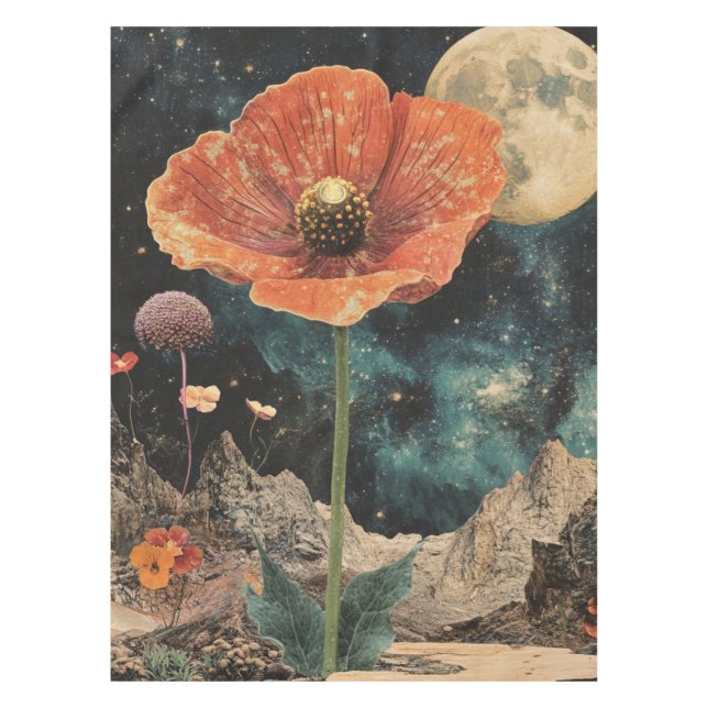 Orange Poppy Under Moonlight Tablecloth (Front)