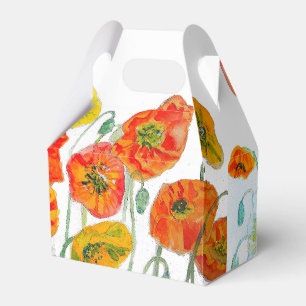 Orange Poppy Wedding Cake Favour Box Floral Flower