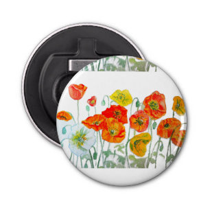 Orange Poppy Wedding Favour Floral Flower Bottle Opener