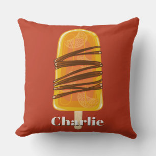 Orange Popsicle custom name & colour throw pillows