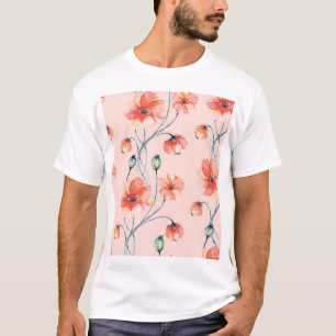 Orange Popy Watercolor: Vintage Floral Design T-Shirt