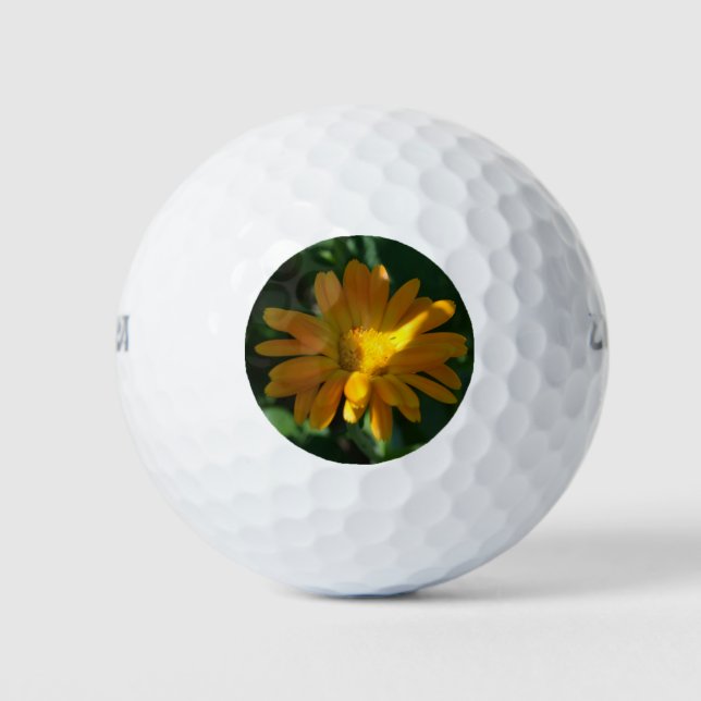 Orange Pot Marigold Flower (Calendula officinalis) Golf Balls (Front)