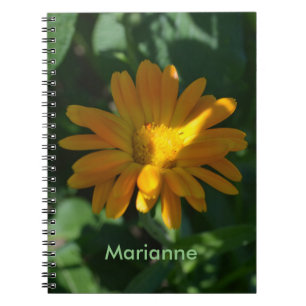 Orange Pot Marigold Flower Personalised Notebook