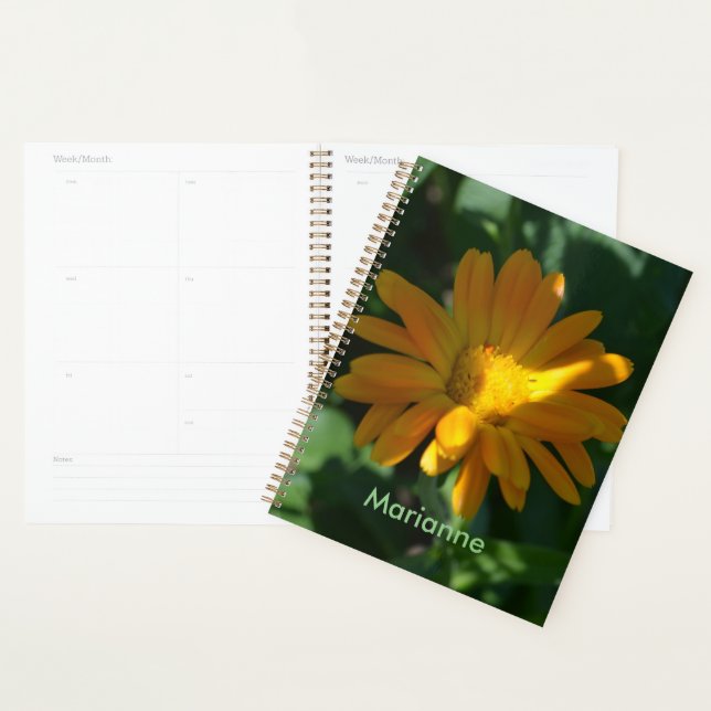 Orange Pot Marigold Flower Personalised Planner (Display)