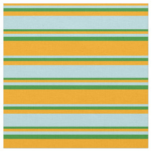 Orange, Powder Blue & Forest Green Coloured Lines Fabric