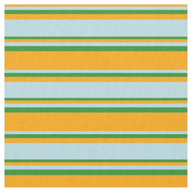 Orange, Powder Blue & Forest Green Coloured Lines Fabric (Close Up)