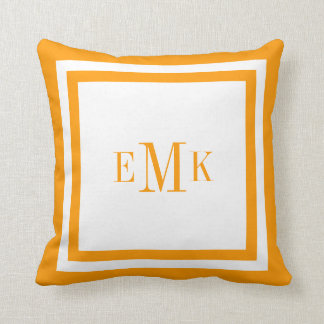 Orange Preppy Ribbon Dots Custom Monogram Cushion