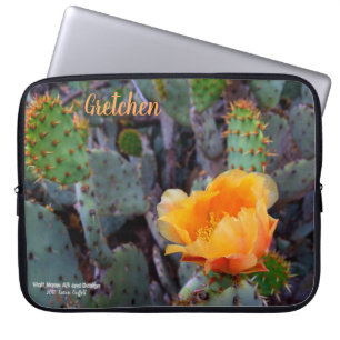 Orange prickly pear cactus blossom photo laptop sleeve