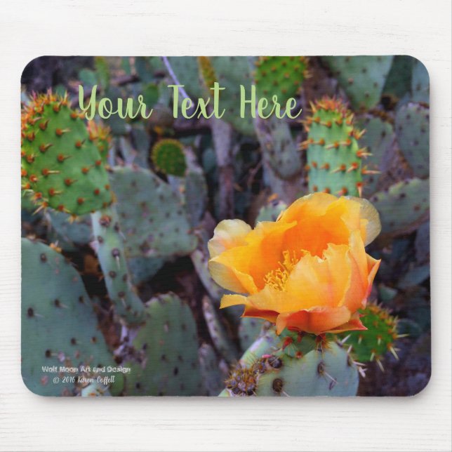 Orange Prickly Pear Cactus Flower Blossom Mouse Pad (Front)