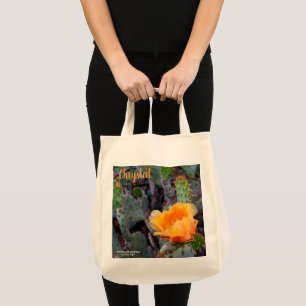 Orange Prickly Pear Cactus Flower Blossom Tote Bag