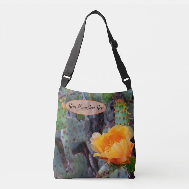 Orange Prickly Pear Opuntia Cactus Flower Photo Crossbody Bag (Front)