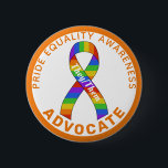 Orange Pride Equality Awareness White Button<br><div class="desc">Orange Pride Equality Awareness Ribbon White Button for awareness and support for pride community.</div>