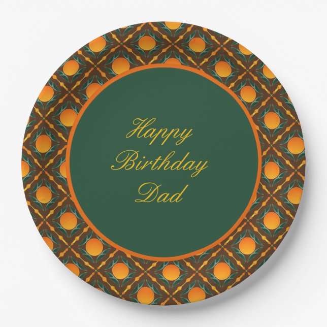 Orange Print Paper Plate (Front)