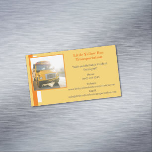 Orange Private Yellow School Bus Driver Magnetic Business Card