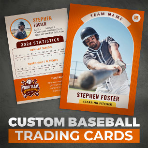 Orange Pro Baseball Trading Card Player Photo
