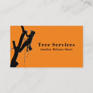 Orange Professional Tree Trimming Service Business Card
