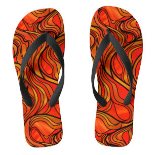 Orange Psychedelic Stained Glass Abstract Jandals