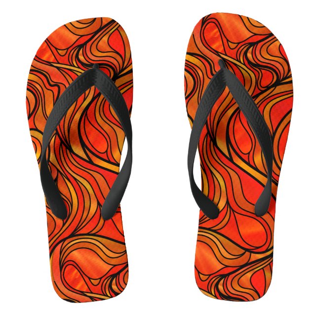 Orange Psychedelic Stained Glass Abstract Jandals (Footbed)