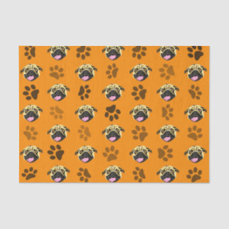 Orange Pugs And Paws Tissue Paper