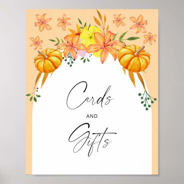 Orange pumpkin arch Bridal Shower - Cards & Gifts Poster (Front)