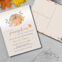 Orange Pumpkin Autumn Fall Baby Shower Invitation