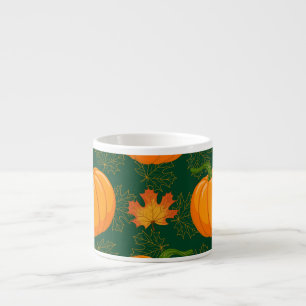 Orange Pumpkin Autumn Leaves Pattern Espresso Cup