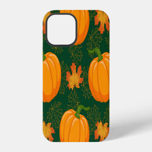 Orange Pumpkin Autumn Leaves Pattern iPhone 12 Case