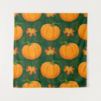 Orange Pumpkin Autumn Leaves Pattern