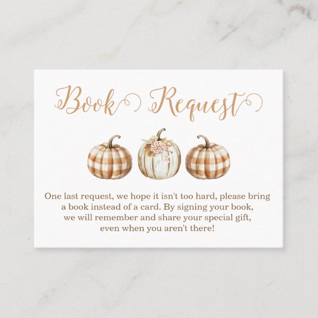 Orange Pumpkin Baby Shower Book Request Insert (Front)