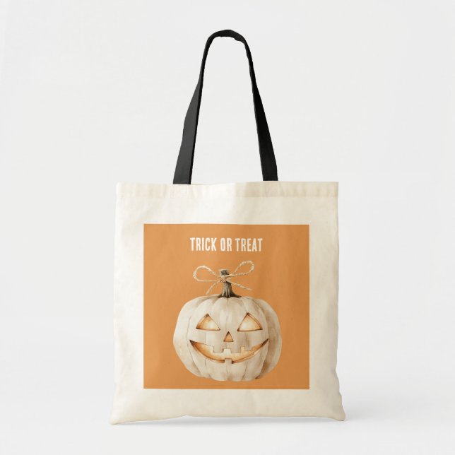 Orange Pumpkin Bones Tote Bag (Front)