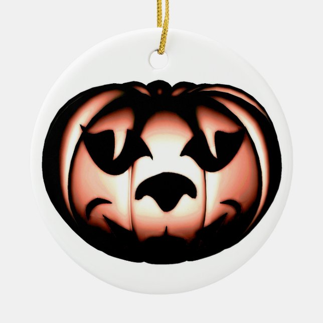 Orange Pumpkin Ceramic Tree Decoration (Front)