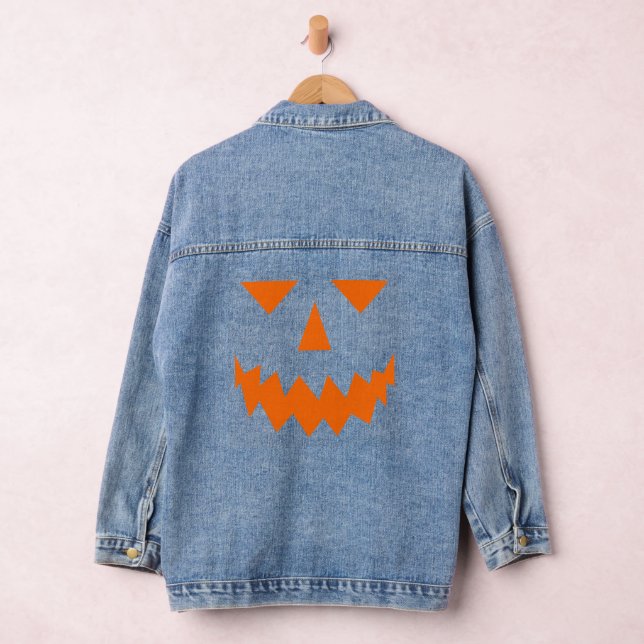 Orange Pumpkin Face Denim Jacket (Hangar)