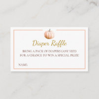 Orange Pumpkin Fall Baby Shower Diaper Raffle Card